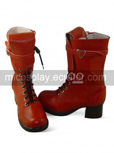 Red Unlight Shert Lace-Up PU Lolita Boots