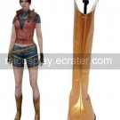 Resident Evil Claire Redfield Silver Yellow Faux Leather 2'' High Heel Cosplay Shoes