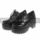 Skid Soles 2.75 Cone Heel Black PU Lolita Shoes