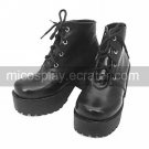 Skid Soles 3 Cone Heel Black PU Lolita Shoes