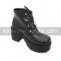 Skid Soles 3 Cone Heel Black PU Lolita Shoes