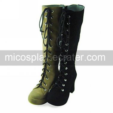 Suede Upper PU Leather 7.5cm High Heel Lace-up Classic Lolita Boots