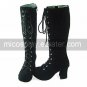 Suede Upper PU Leather 7.5cm High Heel Lace-up Classic Lolita Boots