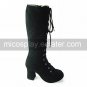 Suede Upper PU Leather 7.5cm High Heel Lace-up Classic Lolita Boots