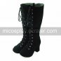 Suede Upper PU Leather 7.5cm High Heel Lace-up Classic Lolita Boots