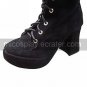 Suede Upper PU Leather 7.5cm High Heel Lace-up Classic Lolita Boots
