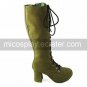 Suede Upper PU Leather 7.5cm High Heel Lace-up Classic Lolita Boots