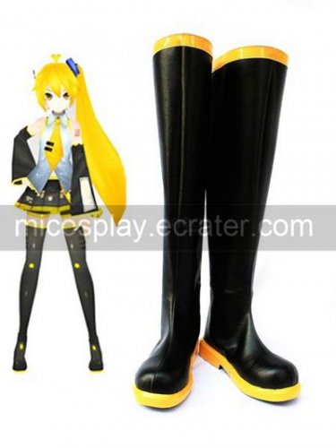 Vocaloid Akita Neru Black Faux Leather 1 15'' High Heel Cosplay Shoes
