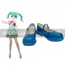 Vocaloid Blue Faux Leather 1 15'' High Heel Cosplay Shoes