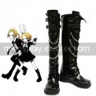 Vocaloid Kagamine Rin Black Faux Leather 2'' High Heel Cosplay Shoes
