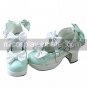 White and Light Green PU Leather 7.5cm High Heel Sweet Lolita Shoes