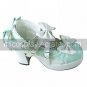 White and Light Green PU Leather 7.5cm High Heel Sweet Lolita Shoes