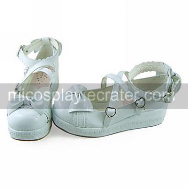 White High Gloss PU Leather 6cm Wedge Sweet Lolita Shoes