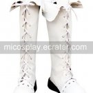 White Lace Tie Imitated Leather Rubber Cosplay Boots
