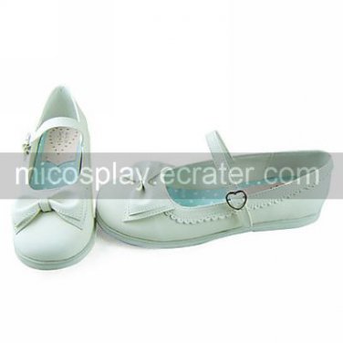 White PU Leather 2cm Flat Country Lolita Shoes
