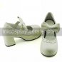 White PU Leather 4.5cm High Heel Princess Lolita Sandals with Lovely Bow
