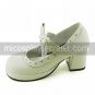 White PU Leather 4.5cm High Heel Princess Lolita Sandals with Lovely Bow