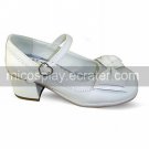 White PU Leather 4.5cm High Heel Pure Cosplay Color Sweet Lolita Shoes with Bow