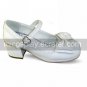 White PU Leather 4.5cm High Heel Pure Cosplay Color Sweet Lolita Shoes with Bow