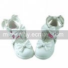 White PU Leather 4.5cm High Heel Sweet Lolita Shoes with Bow
