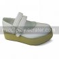 White PU Leather 5cm Wedge Sweet Lolita Shoes with Double Belt