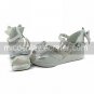 White PU Leather 5cm Wedge Sweet Sandals with Pearl and Bow