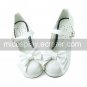 White PU Leather 6.3cm High Heel Princess Lolita Shoes with Cute Bow