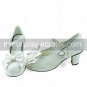White PU Leather 6.3cm High Heel Princess Lolita Shoes with Cute Bow