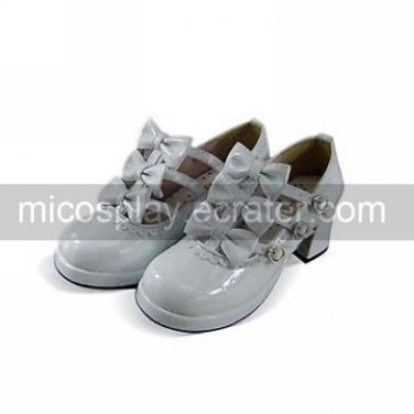 White PU Leather 6.3cm High Heel Sweet Lolita Shoes with Bow &Atilde;� 3