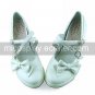 White PU Leather 7.5cm High Heel Princess Lolita Shoes with Bow