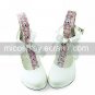 White PU Leather 7.5cm High Heel Princess Lolita Shoes with Ribbon