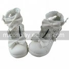 White PU Leather 7.5cm High Heel Ruffle Trim Princess Lolita Shoes