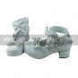 White PU Leather 7.5cm High Heel Ruffle Trim Princess Lolita Shoes