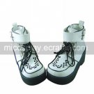 White PU Leather 7cm High Heel Plaid Punk Lolita Shoes