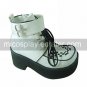 White PU Leather 7cm High Heel Plaid Punk Lolita Shoes