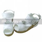 White PU Leather 7cm Wedge Hollow Flower Country Lolita Sandals