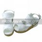 White PU Leather 7cm Wedge Hollow Flower Country Lolita Sandals
