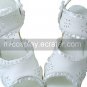 White PU Leather 7cm Wedge Hollow Flower Country Lolita Sandals