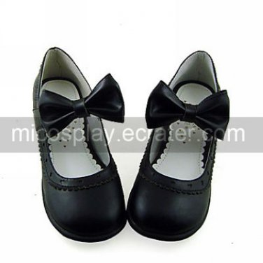 White PU Leather Flat Country Lolita Sandals with Lovely Bow