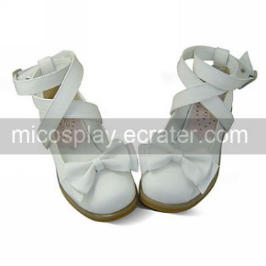 White PU Leather Flat Crossed Belt Sweet Lolita Shoes