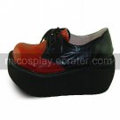 Wine Red and Black 9cm Wedge Punk Lolita Shoes with Shoelace