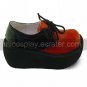 Wine Red and Black 9cm Wedge Punk Lolita Shoes with Shoelace