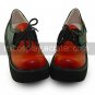 Wine Red and Black 9cm Wedge Punk Lolita Shoes with Shoelace