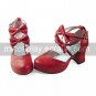 Wine Red PU Leather 7.5cm High Heel Sweet Lolita Sandals