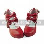 Wine Red PU Leather 7.5cm High Heel Sweet Lolita Sandals