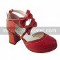 Wine Red PU Leather 7.5cm High Heel Sweet Lolita Sandals