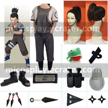 Naruto Nara Shikamaru Halloween Cosplay Costume 1st Naruto set with wig