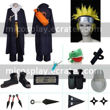 Naruto Shippu! Konoha Gakuen Den Halloween Cosplay Costume Naruto set with wig