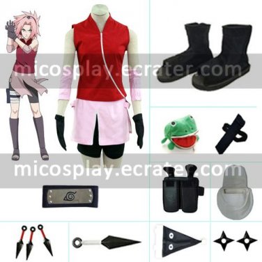 Naruto Shippuden Haruno Sakura Halloween Cosplay Costume Naruto set with wig