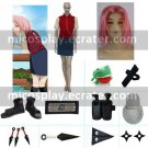 Naruto Shippuden Sakura Haruno Casual Halloween Cosplay Costume Naruto set with wig